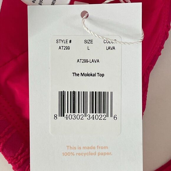 Andie The Molokai Swim Bikini Top Womens L Pink Lava Floral Stretch Swimwear - Picture 10 of 11